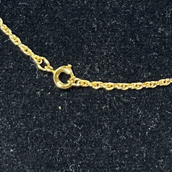 Gold Tone Rope Chain 15" Necklace With Pink Flower (4299) - Picture 6 of 6